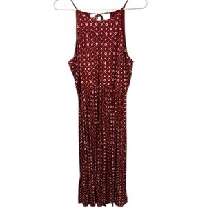Loft Dress sz M Maroon and Cream Pattern